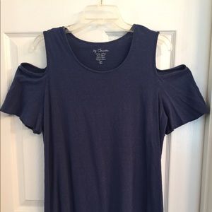 Navy Blue Cold Shoulder Top